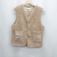 ◇ ⊇ me+em select ミームセレクト ボア ノースリーブ ベスト サイズF キャメル レディース E  【1410290025727】