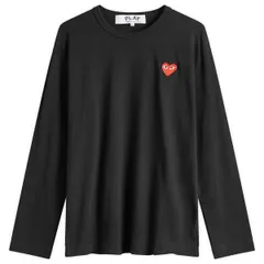 【送料無料】 コム・デ・ギャルソン メンズ Tシャツ トップス Comme des Garcons Play Long Sleeve Basic Logo T-Shirt Black & Red
