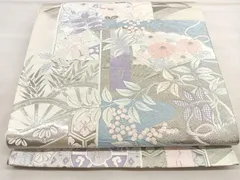 A 純プラチナ箔 オリエント更紗 正倉院華文 銀糸 六通 正絹 フォーマルな袋帯 平和屋着物○極上 西陣 川島織物 六通柄 本袋帯 正倉院花文 金