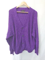 ◇ ⊇ Beno ビーノ コットン 長袖 ニット カーディガン サイズLL パープル メンズ E  【1411070017567】