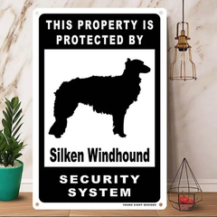 雑貨【Silken Windhound/シルケン・ウインドハウンド】  Dog ドッグ  犬    メタルポスタ―　Security  セキュリティー 警告  ヤードサイン メタルプレート  ブリキ看板  -190