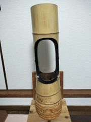 骨董品 時代物 華道具 竹根付き三段花入れ 花器 根付 銅 昭和レトロ