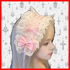 ♡Princess rose♡ フリル リボンヘッド　ピンク　ヘアアクセサリー　ゴスロリ コスプレ