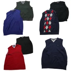 古着卸 まとめ売り ブランドMIX ベスト セーター 7枚セット (メンズ L ) バナナリパブリック トミーヒルフィガー 中古 古着 NC3316