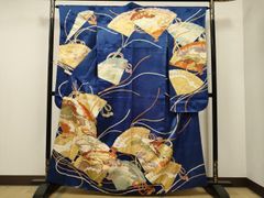 平和屋着物○半幅帯 紬地 型染め 抽象文様 正絹 逸品 DAAV9018ob