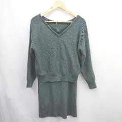 ◇ ⊇ apart by lowrys　アパートバイローリーズ 無地 ロング ニット　セットアップ サイズL グレー系 レディース E  【1507080016758】