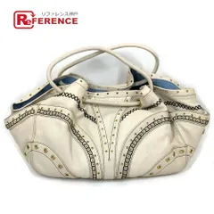 コールハーン スタッズ プリーツ ショルダー トートバッグ レザー アイボリー