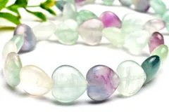 マルチカラー フローライト　13-14x14mm　ハート ブレスレット 1個売り パワーストーン 天然石 _BG5527