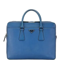 プラダ 三角ロゴプレート サフィアーノ ビジネスバッグ ブリーフケース 書類カバン ブルー レザー レディース PRADA【1-0151603】のサムネイル