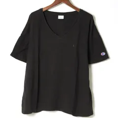 チャンピオン 半袖Ｔシャツ Vネック 半袖TEE ワンポイント 無地 レディース Mサイズ ブラック Champion 【中古】