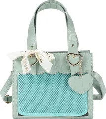 HARGIO(ハルジオ) 痛バッグ 痛バック 小さめ 可愛い ミニ 2WAY トート トートバッグ ハンドバッグ ハート ロリータ ショルダー ショルダーバッグ クロコ クロコ柄(グリーン,  Free Size)