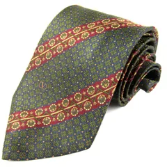 ヴァレンティノ・ガラヴァーニ ブランドネクタイ 総柄 ストライプ シルク イタリア製 メンズ カーキ Valentino Garavani 【中古】