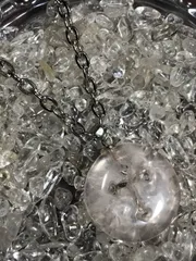 【抜きクロス/十字架/コイン型】紅水晶《ローズクォーツ》ペンダントトップ[4702