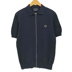 フレッドペリー FRED PERRY 別注 ロゴ刺繍 ジップアップ ニットポロシャツ メンズ JPN：M 