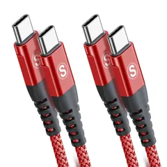 タイプc ケーブル 1M/2本セットPD対応 60W急速充電(USB C&USB C ケーブル) Type-c機種対応-赤