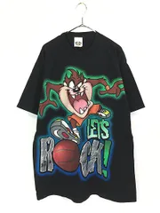 古着 90s USA製 LOONEY TUNES 「LET'S ROCK」 タズ バスケ Tシャツ XL 古着