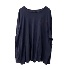 POLO RALPH LAUREN 長袖 ロゴTシャツ 2XL ネイビー ポロラルフローレン コットン100% ビッグサイズ ロンT 胸ポケット カットソー a709-6658