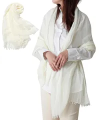 [グリーンパキラ] ショール 大判 ストール レディース 綿100% コットン UVカット 春 夏 薄手 無地 柔らかい 結婚式 冷房対策 50代 贈り物 母親 誕生日プレゼント 実用的 日焼け対策 スカーフ シフォン 首元カバー おしゃれ きれ [クリーム]