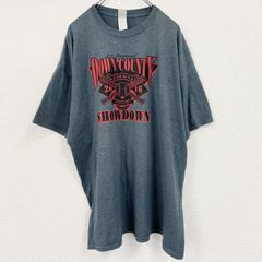 古着 used　半袖プリントTシャツ　野球　ベースボール　クルーネック　レトロデザイン　灰色　グレー　2XLサイズ