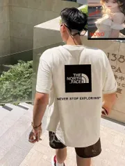 TNF（ザ・ノース・フェイス）とのコラボレーションモデル 前後ロゴプリント カップル用三色 T シャツ