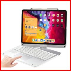 銀 7色バックライト アルミ ワイヤレスbluetoothキーボード ペンシル収納 タッチパッド キーボード付き カバー 第6/5/4/3世代 2024)/iPadPro12.9 2025/M2 (M3 ケース キーボード 13インチ Air iPad 360