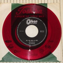 シングルレコード　赤盤　ビートルズ　愛こそはすべて　OR-1763　370円　BEATLES　ALL YOU NEED IS LOVE　REDWAX