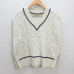 H■ユナイテッドアローズ/UNITED ARROWS GLR ケーブルニットベスト【F】白/LADIES■10【中古】