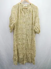 ◇ ⊂Φ Samansa Mos2 blue 花柄 五分袖 ロング ワンピース サイズフリー イエロー系 レディース E  【1506300032912】