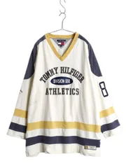 【お得なクーポン配布中!】 90s トミーヒルフィガー 長袖 ホッケー ジャージ メンズ XL / オールド 当時物 7分丈 コットン ヘビーウェイト ナンバリング 大きいサイズ