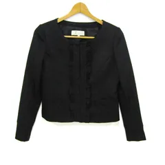 クローネ ノーカラージャケット フォーマル ブランド アウター 黒 レディース 9サイズ ブラック Krone 【中古】