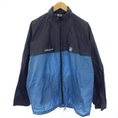 アディダスオリジナルス adidas originals 80's 90's ドイツ軍 PACKABLE ナイロンジャケット トレーニングジャケット ジップアップ フード 48 L 紺 ネイビー 青 ブルー /BM ■MAのサムネイル
