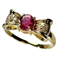 14号 ピンクサファイア ダイヤモンド リング・指輪 K18ゴールド 18金  2.3g レディース 【中古】【真子質店】【NN】