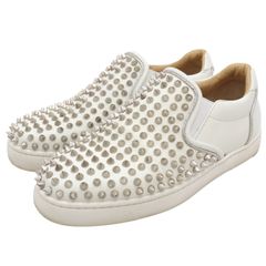 美品　クリスチャンルブタン パンプス　靴　レザー ホワイト スパイク スタッズ Christian Louboutin クリスチャンルブタン 3130444 PIK BOAT