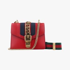 グッチGucciシルヴィ レッド×ネイビー レザー 431666 E023195589