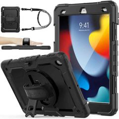 SEYMAC stock iPad ケース 耐衝撃ハンドストラップケース ショルダーストラップ付き iPad対応 iPad 10.2インチ ブラック