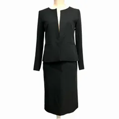 ナチュラルビューティーベーシック NATURAL BEAUTY BASIC 近年モデル 美品 スカートスーツ ブラックフォーマル セットアップ ノーカラージャケット 黒 ブラック S