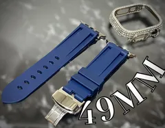 シルバー　ブラック　ultra用　49mm アップルウォッチ　ケースカバーApple Watch. ✴︎Dラバーベルト ラバーバンド　キラキラカバー　ケース