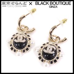シャネル CHANEL ココマーク ピアス B22P ブラックxホワイト メタル コスチュームパール ラインストーン GP レディース 101798501