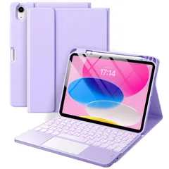 HETHOT iPad用 キーボード付きケース - 第11世代(A162025)/第10世代(2022) 11/10.9インチ 日本語JIS配列 7色バックライト防汚素材 脱着式 大容量バッテリー タッチパッド付きマグネット式 カラーキーボード ケース