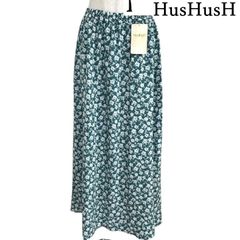 HusHusH　ハッシュアッシュ　レディース　ロングスカート　接触冷感　春　夏　プリントサテンロングプリントスカート　ブルー　花柄　F