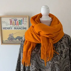 カシミヤストール マフラー オレンジ used レディース古着