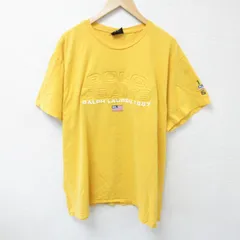 XL/古着 ラルフローレン ポロジーンズ 半袖 ブランド Tシャツ メンズ ビッグロゴ 大きいサイズ コットン クルーネック 黄 イエロー spe 25m