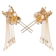 ［ドナリー］かんざし 簪 髪飾り アジアンテイスト 2本セット レディース (金色1) [金色1]