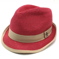 【新品】マンシングウェア 中折れハット レッド×ベージュ ロゴ刺しゅう F(55-57cm)  ゴルフウェア Munsingwear