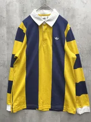 新品 adidas アディダス DU7853 サムスタッグ ストライプ ポロシャツ ラグビー シャツ sizeM/黄ｘ紺 ■◇メンズ