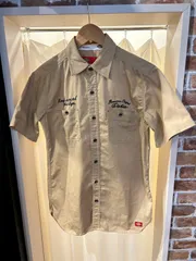 Dickies ディッキーズ カジュアルシャツ ワークシャツ 半袖シャツ シャツ 刺繍文字 ブラウン ポリエステル コットン サイズS A-1305