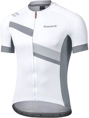 Santic(산틱) 맨즈 사이클 저지 반소매 사이클 웨어 사이클링 저지 자전거 웨어 로드 바이크 탄력 통기 속건 봄 여름용(화이트, L)