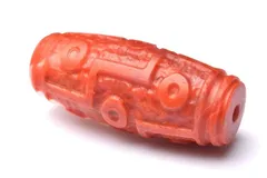 【１点物】マットな質感 南紅瑪瑙(ナンホーン)水晶共生　34x15mm　九眼天珠(貫通穴) ビーズ パワーストーン 天然石 _PC2965