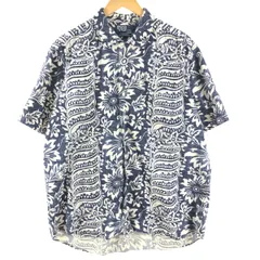 古着 ラルフローレン Ralph Lauren POLO by Ralph Lauren 総柄 花柄 ボーダーパターン ハワイアンアロハシャツ メンズXL/eaa356630