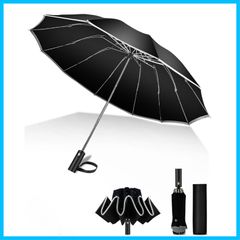 【特価商品】メンズ 日傘 大きい 折り畳み傘 - 【12本骨 & 逆折り式】大きいサイズで丈夫な紳士＆レディース用 晴雨兼用 ワンタッチ 自動開閉 折りたたみ傘 100%のUVカット&遮光遮熱 撥水 梅雨対策 強風 台風対応で収納ポーチも付いています MRTL